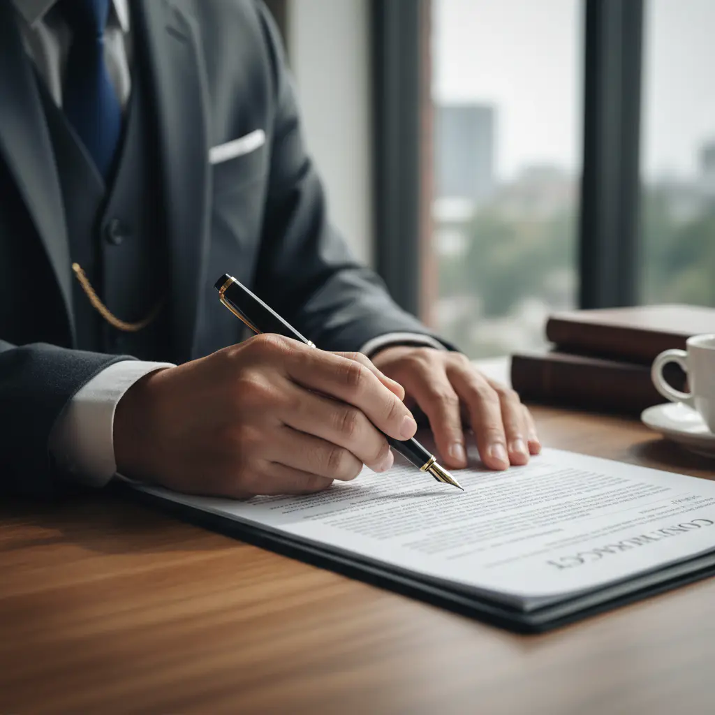 Lawyer reviewing a legal contract